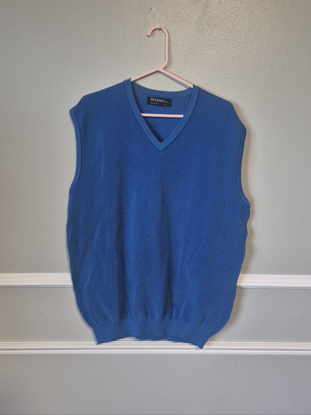 St. Croix Cotton Blend Blue Sweater Vest Size Mens XL
